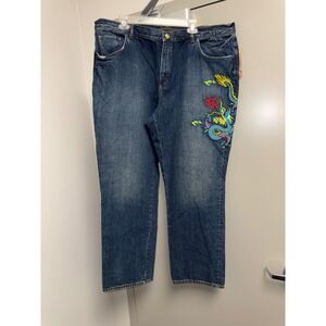 Lauren Ralph Lauren Y2K Dragon Embroidered Jeans Dark Wash 20W New